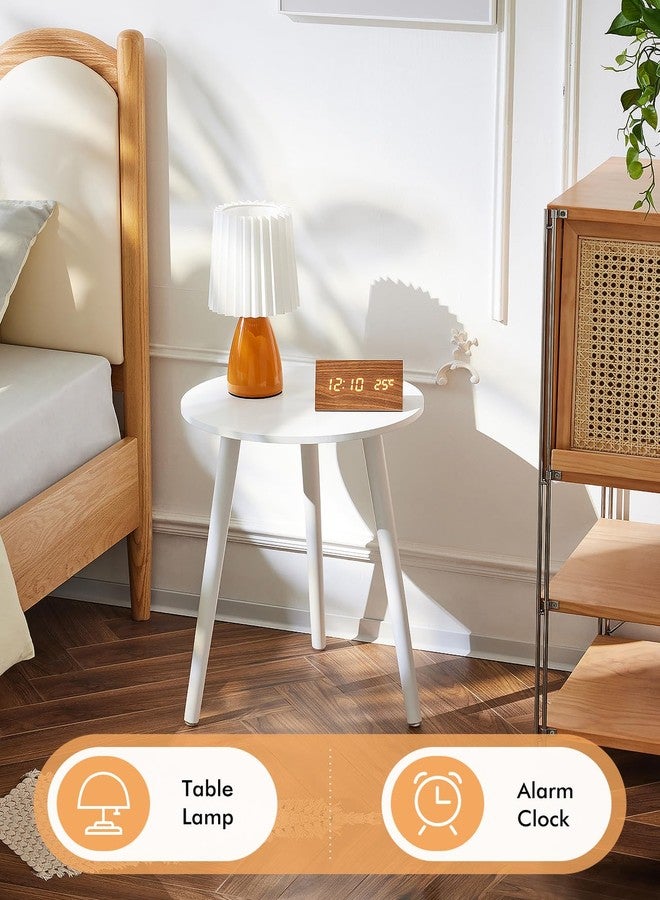 Apicizon Small Round Side Tables End Table Bedroom, White Nightstand Bedside Table for Living Room, Coffee Table with White Wood Legs, 16.5 x 20.5 Inches - Image 2